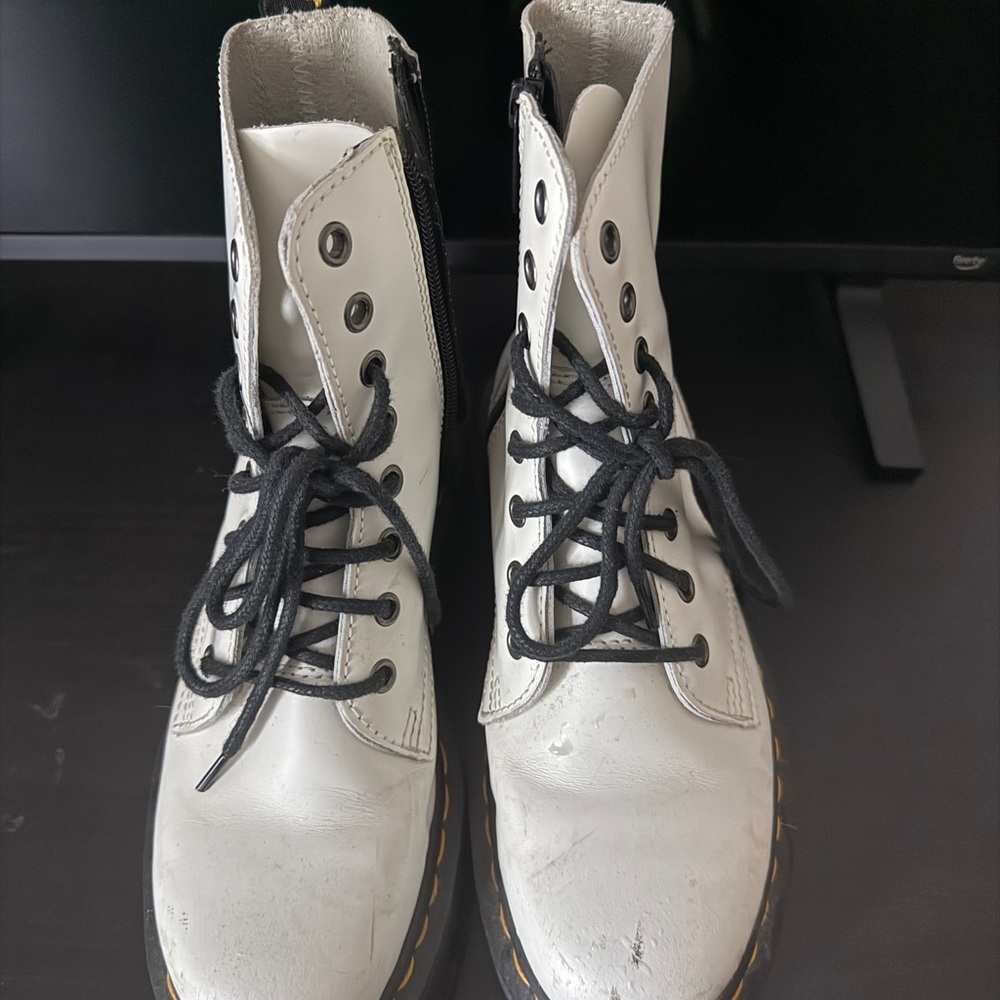 Dr. Martens White Lace Up Boots